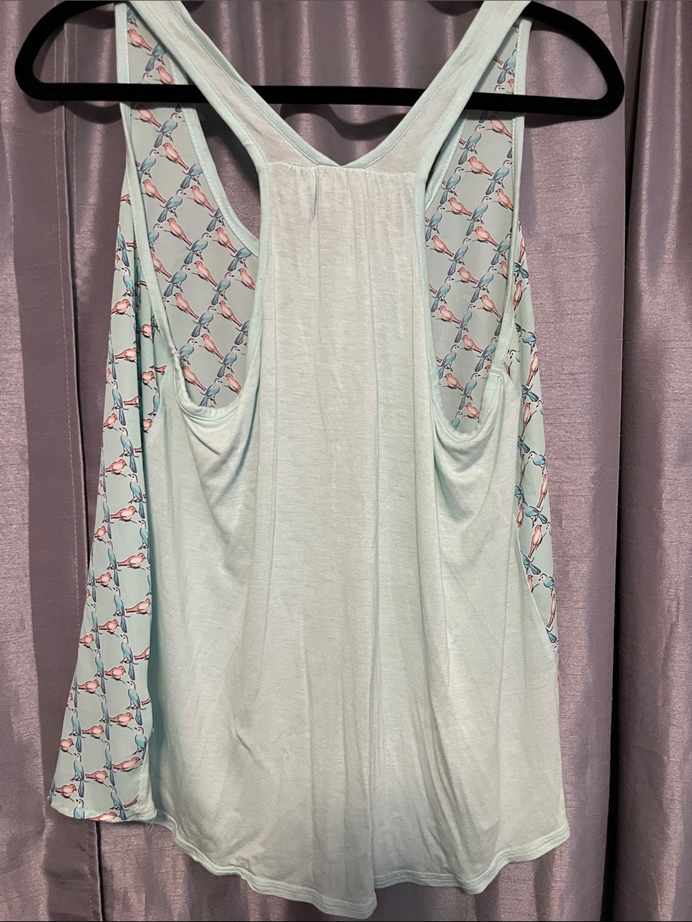 LC Lauren Conrad Light Blue & Pink Bird-Print Tank Top - Picture 4 of 4